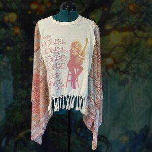 Dolly Parton White and Pink Poncho